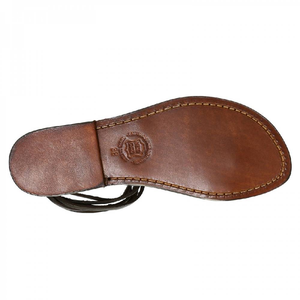 Lartigiano Del Cuoio Sandali Schiava Bassi Fatte A Mano In Pelle Testa Di Moro