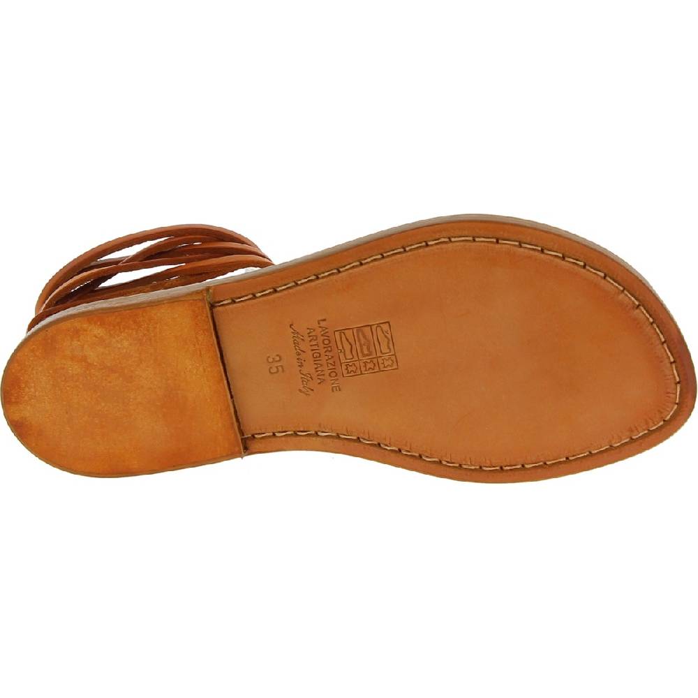 Lartigiano Del Cuoio Sandali Schiava Donna Artigianali In Pelle Color Cuoio Antico