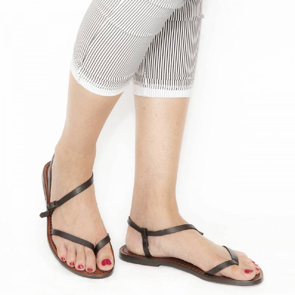 Lartigiano Del Cuoio Sandali Schiava Infradito Da Donna Color Testa Di Moro