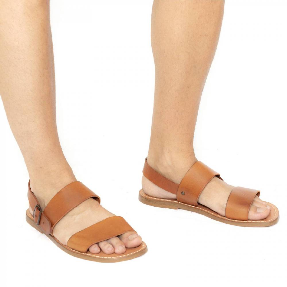 Lartigiano Del Cuoio Sandali Uomo Fatti A Mano In Pelle Color Cuoio Antico