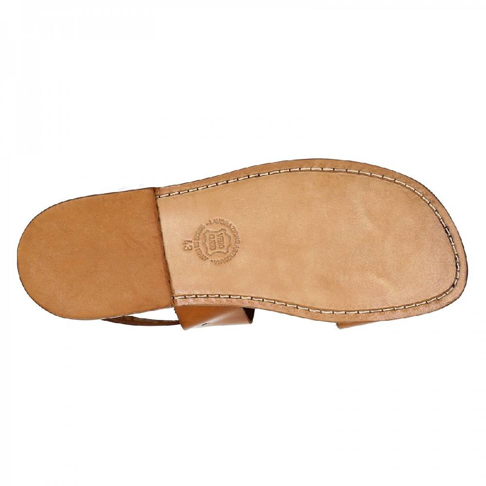 Lartigiano Del Cuoio Sandali Uomo Fatti A Mano In Pelle Color Cuoio Antico