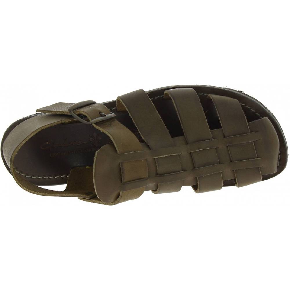 Lartigiano Del Cuoio Sandali Uomo Fatti A Mano In Pelle Color Fango Suola Gomma Spessa