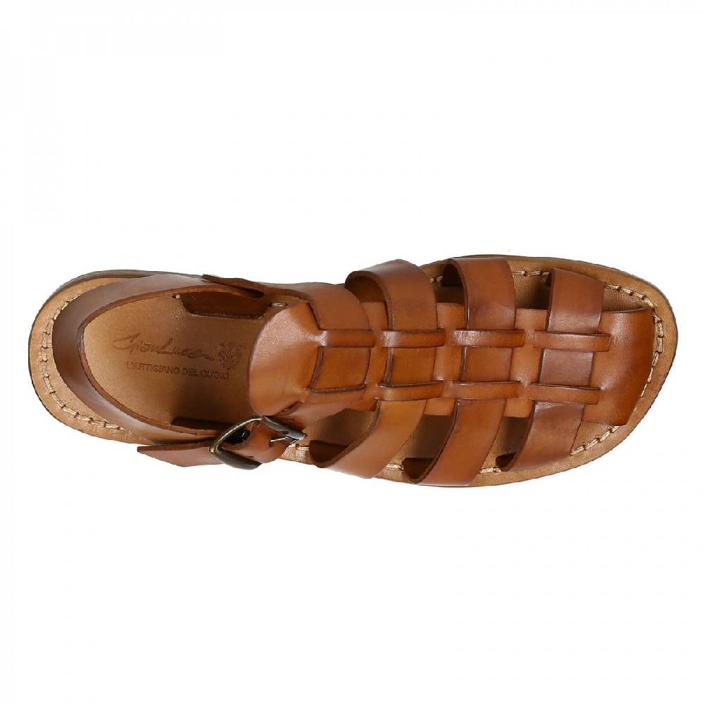 Lartigiano Del Cuoio Sandali Uomo In Cuoio Antico Realizzati A Mano In Pelle Di Vacchetta
