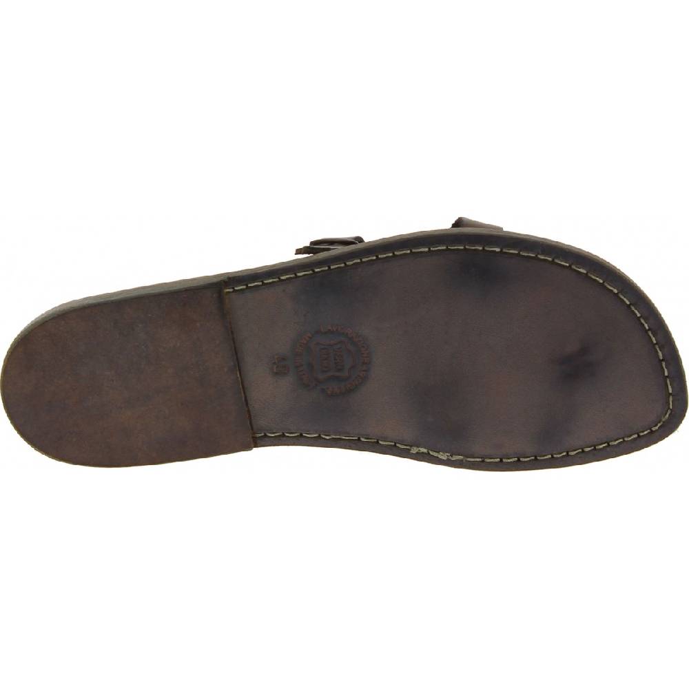 Lartigiano Del Cuoio Sandali Uomo In Cuoio Artigianali In Pelle Color Fango