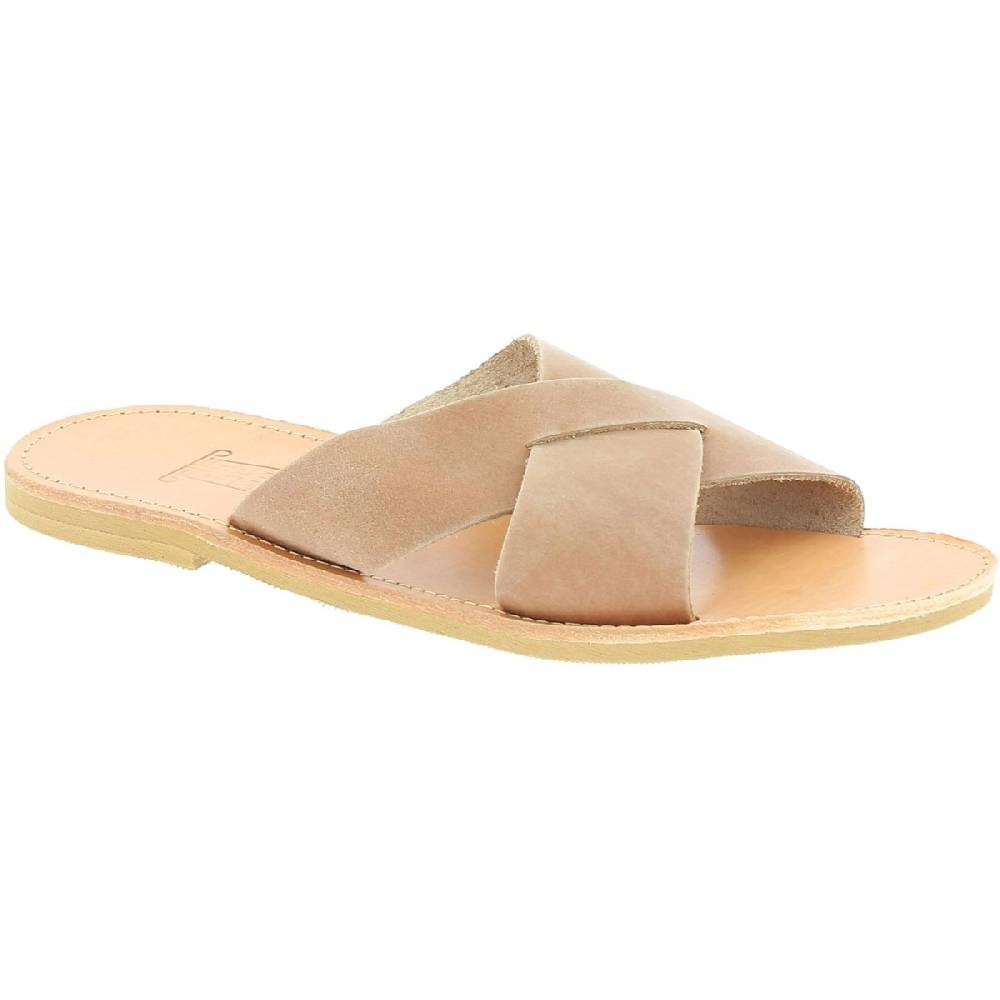Lartigiano Del Cuoio Sandali uomo in nubuck marrone chiaro fatti a mano in Grecia