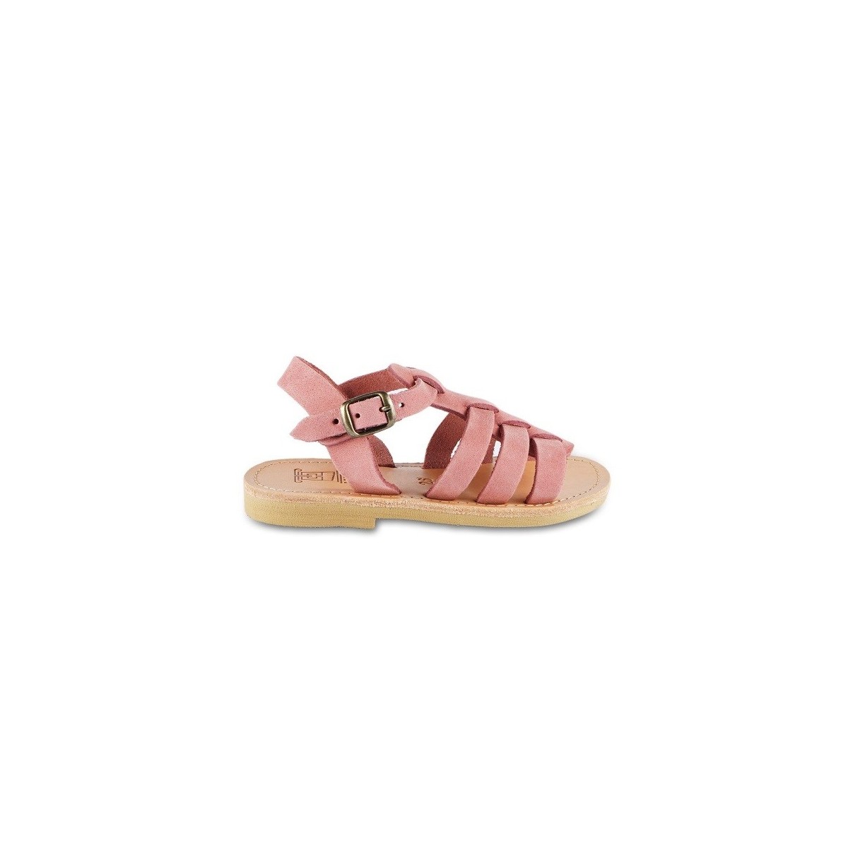 Lartigiano Del Cuoio Sandalo Da Bambina In Morbida Pelle Nubuck Rosa Chiusura Con Fibbia