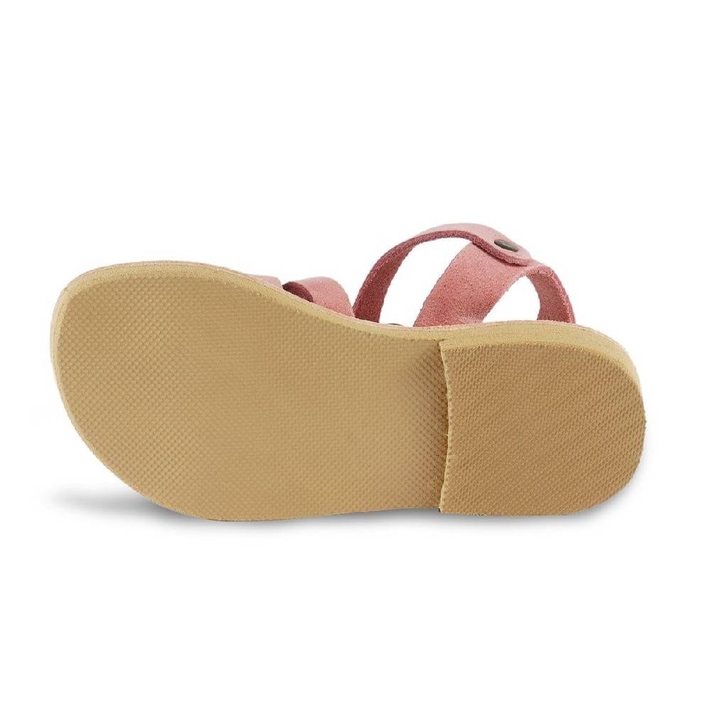 Lartigiano Del Cuoio Sandalo Da Bambina In Morbida Pelle Nubuck Rosa Chiusura Con Fibbia