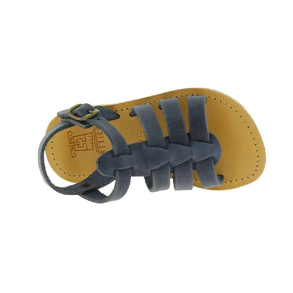 Lartigiano Del Cuoio Sandalo Da Bambino In Morbida Pelle Nubuck Blu Chiusura Con Fibbia