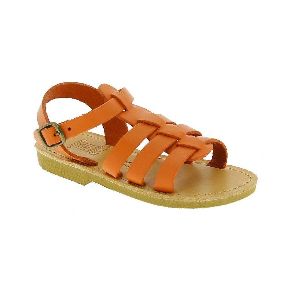 Lartigiano Del Cuoio Sandalo da bambino in pelle di vitello arancione chiusura con fibbia