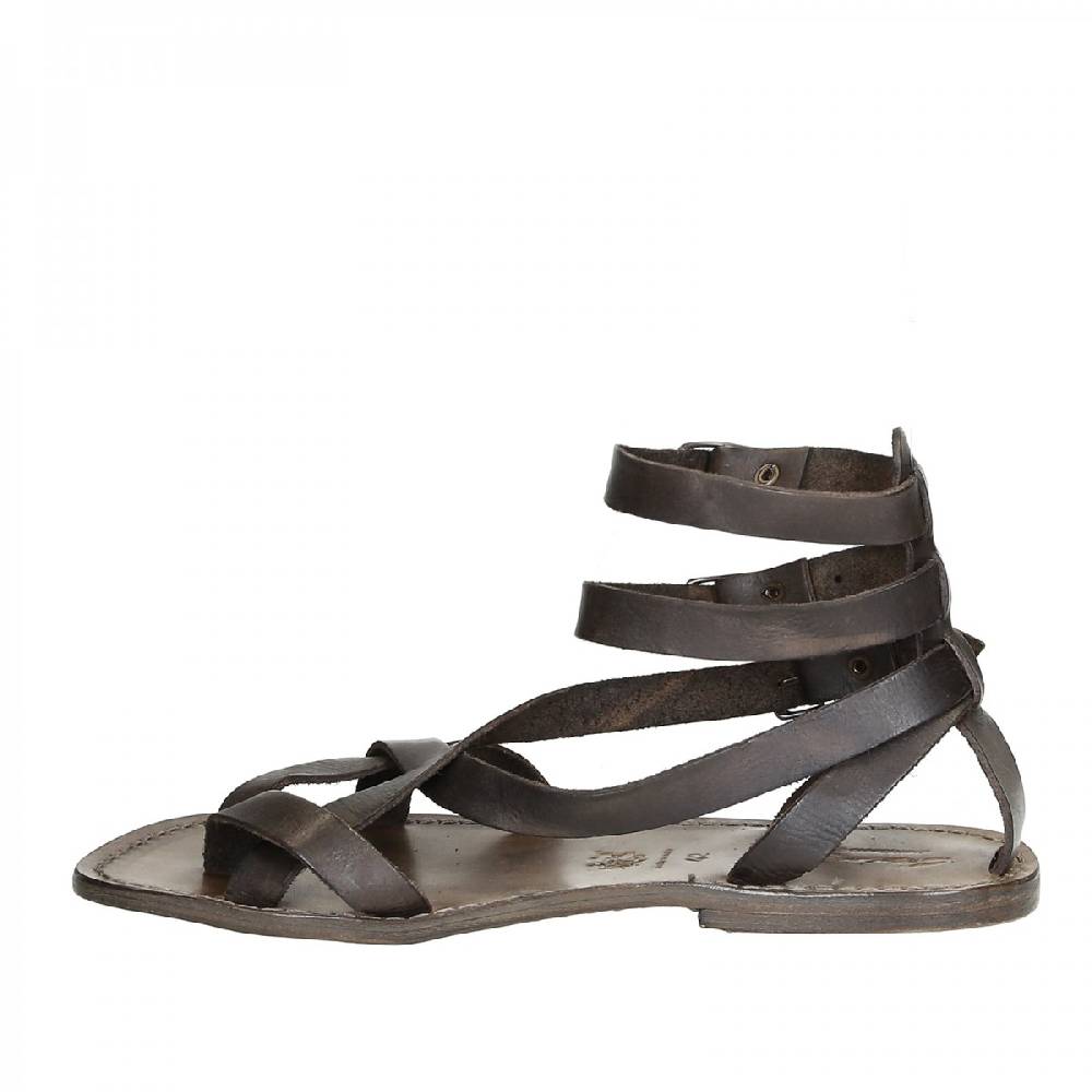 Lartigiano Del Cuoio Sandalo Gladiatore Uomo In Pelle Color Fango