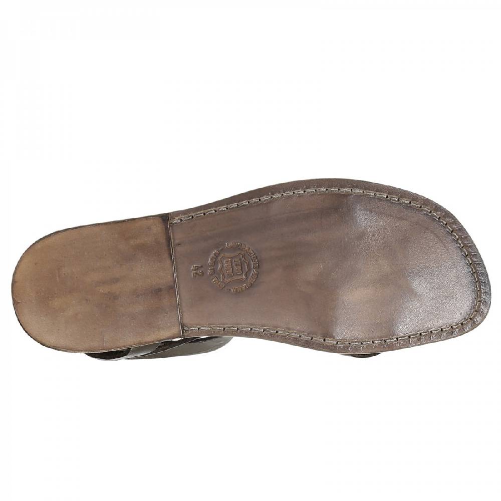 Lartigiano Del Cuoio Sandalo Gladiatore Uomo In Pelle Color Fango