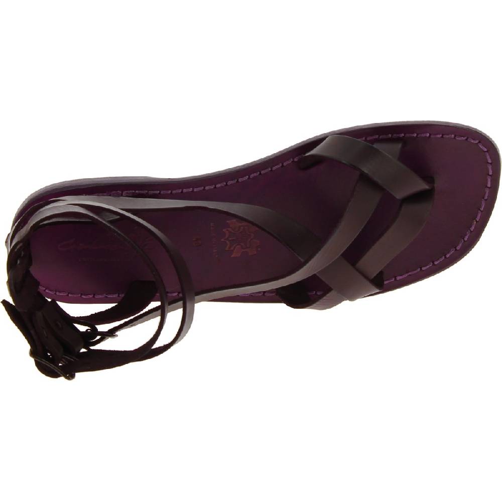 Lartigiano Del Cuoio Sandalo Gladiatore Uomo In Pelle Color Prugna Fatto A Mano