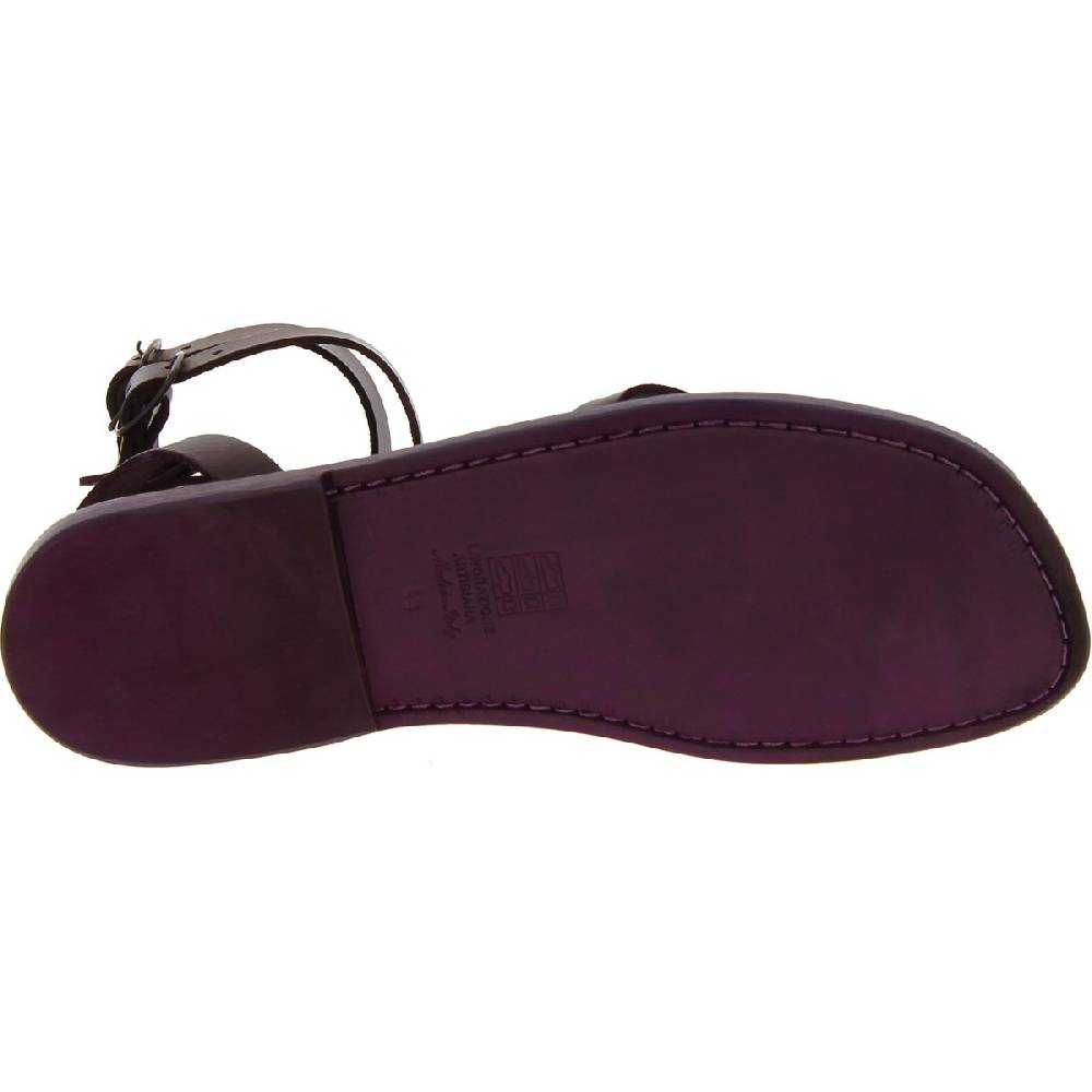 Lartigiano Del Cuoio Sandalo Gladiatore Uomo In Pelle Color Prugna Fatto A Mano