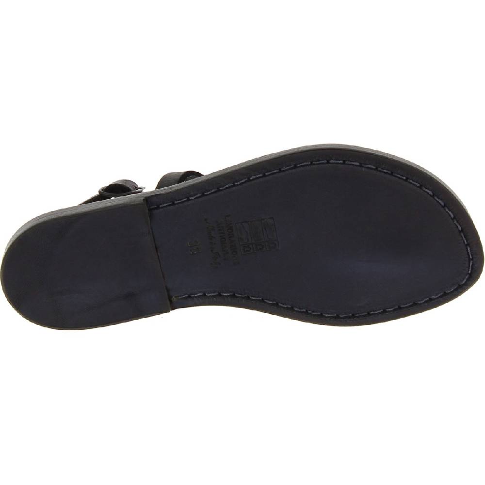 Lartigiano Del Cuoio Sandalo Infradito Da Donna In Pelle Nero Artigianali