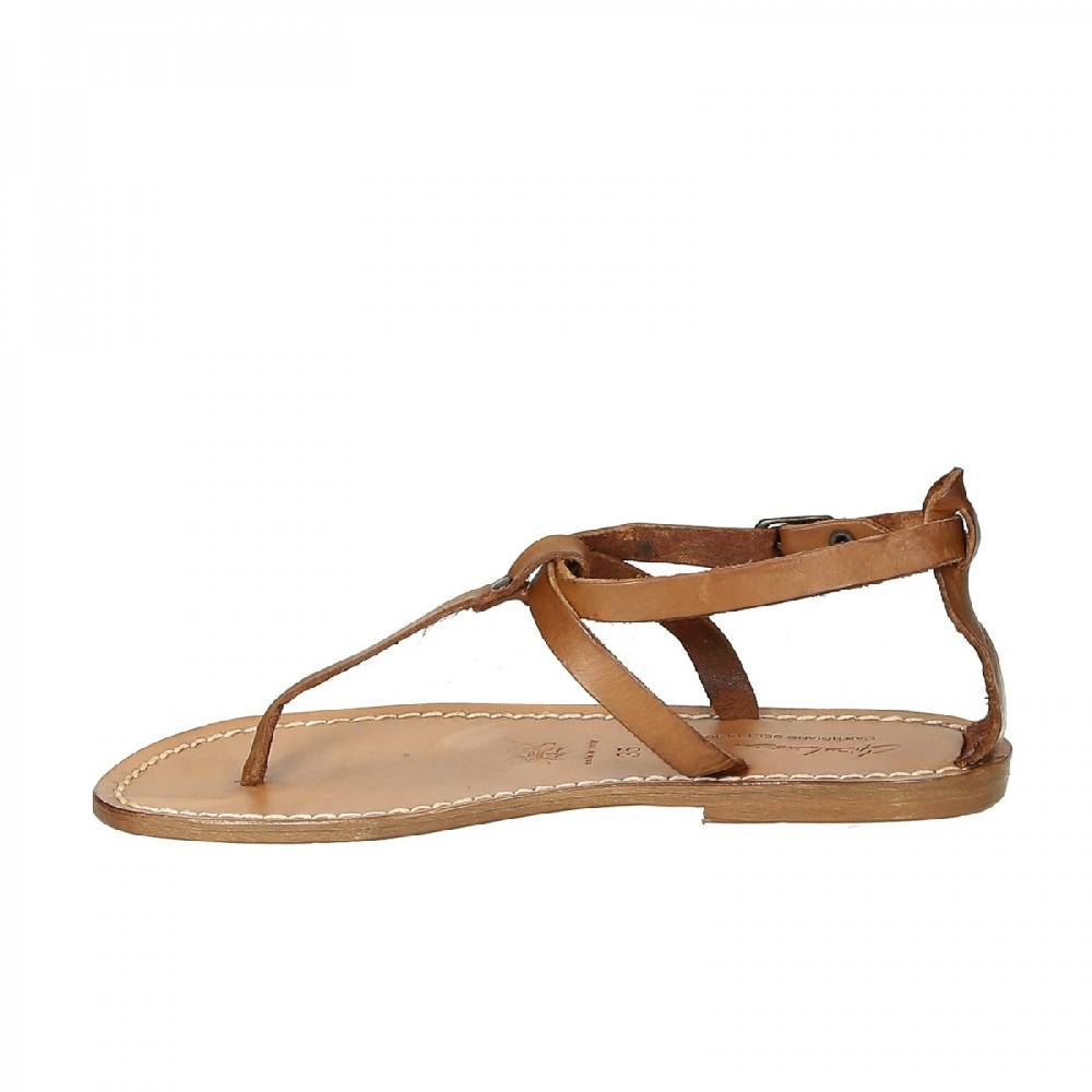 Lartigiano Del Cuoio Sandalo Infradito Donna In Pelle Color Cuoio