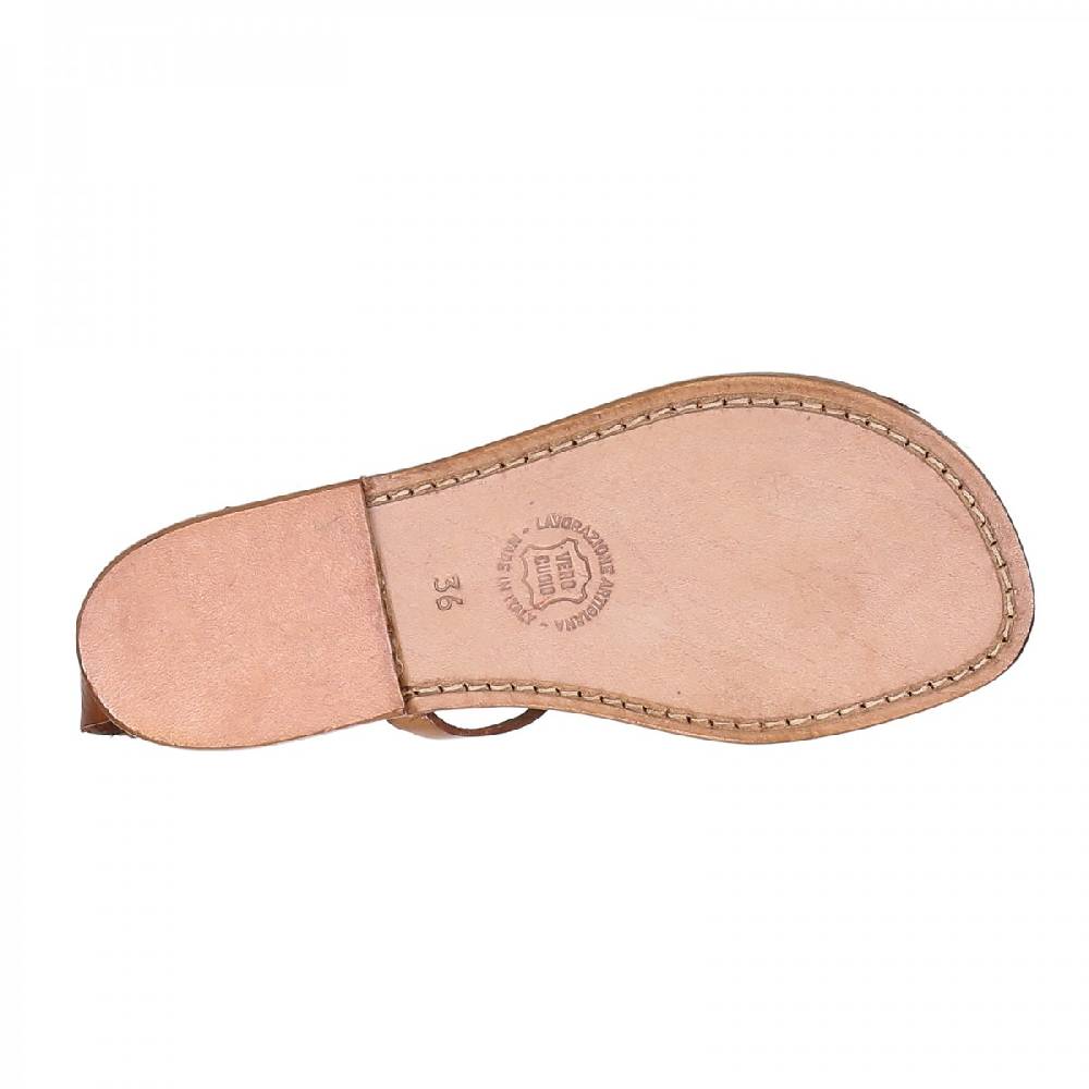 Lartigiano Del Cuoio Sandalo Infradito Donna In Pelle Color Cuoio