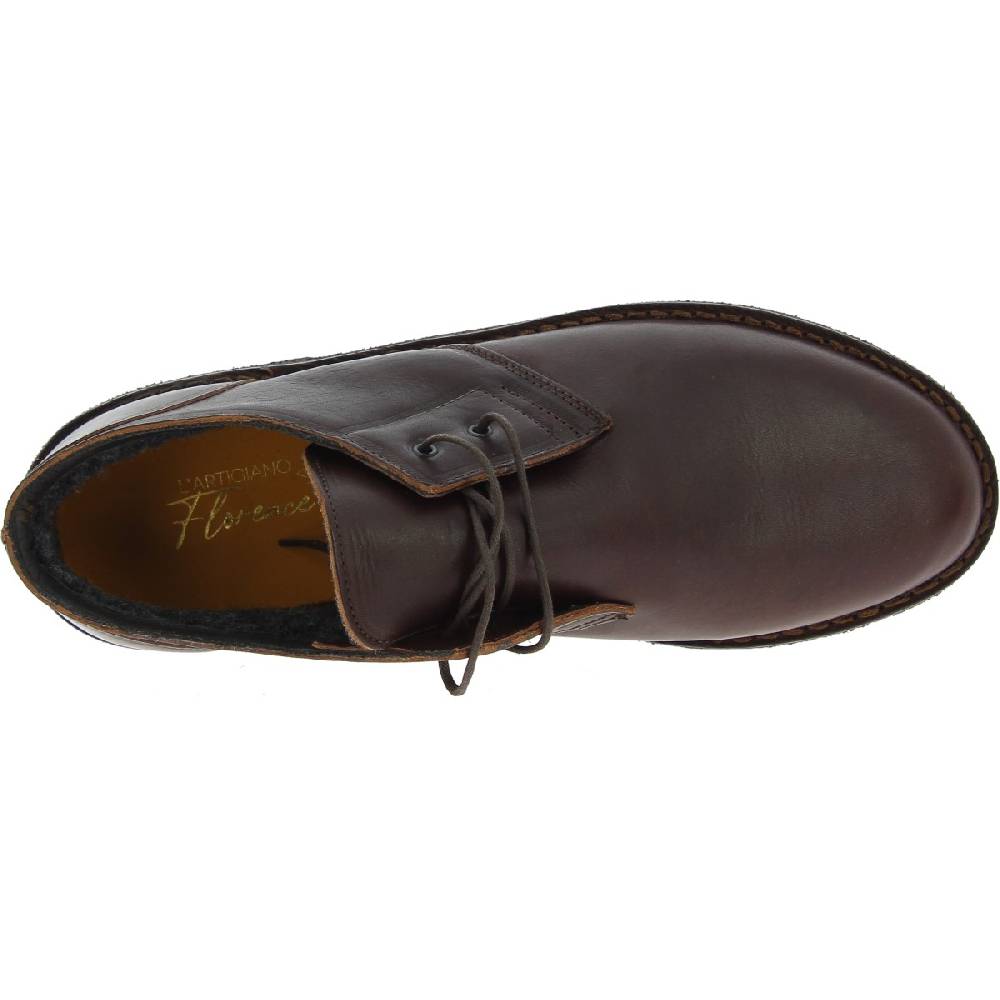 Lartigiano Del Cuoio Scarpe Basse Da Uomo In Pelle Marrone Scuro Con Fodera Invernale