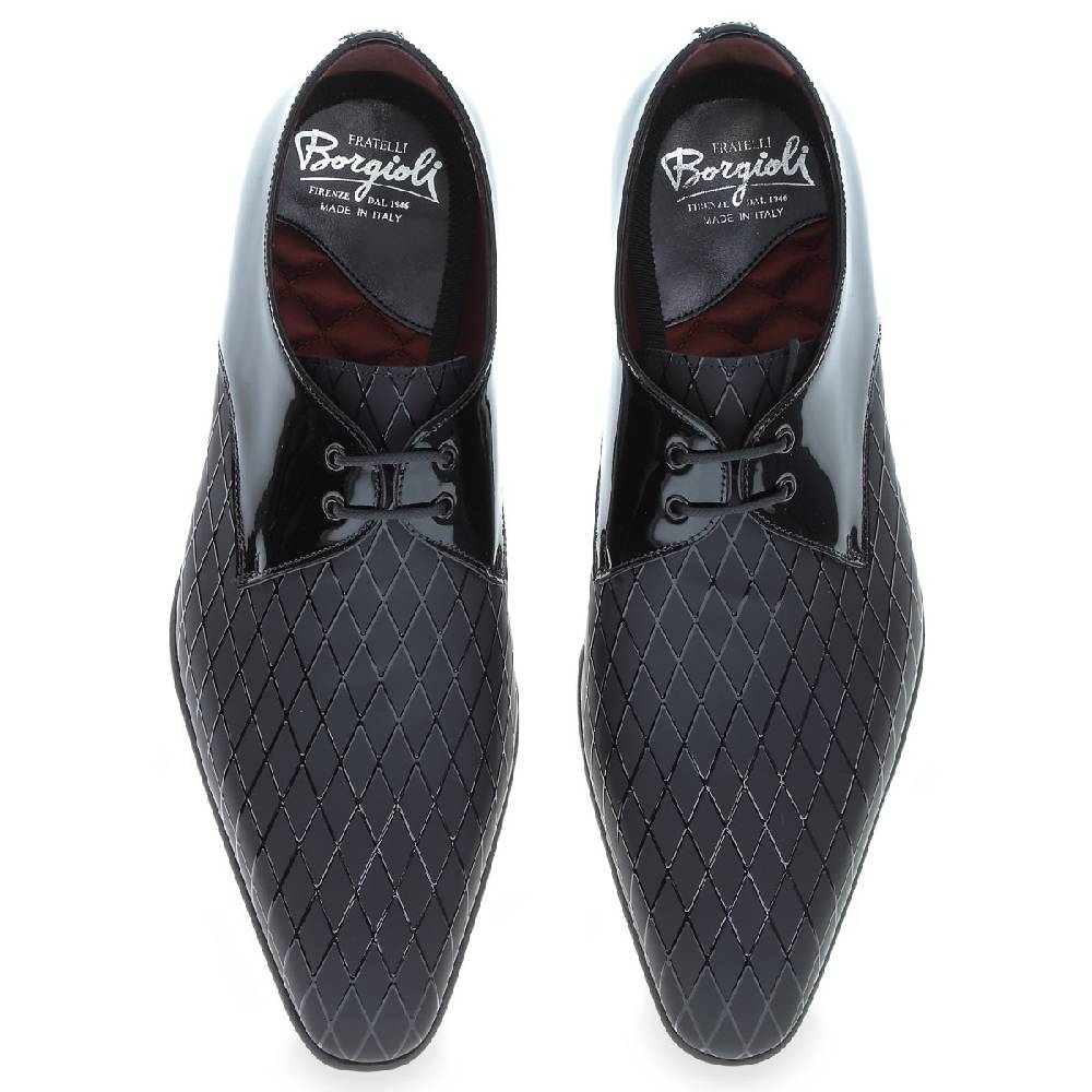 Lartigiano Del Cuoio Scarpe Da Cerimonia In Vernice Stampata Diamond - Fratelli Borgioli - Artigianalità Italiana