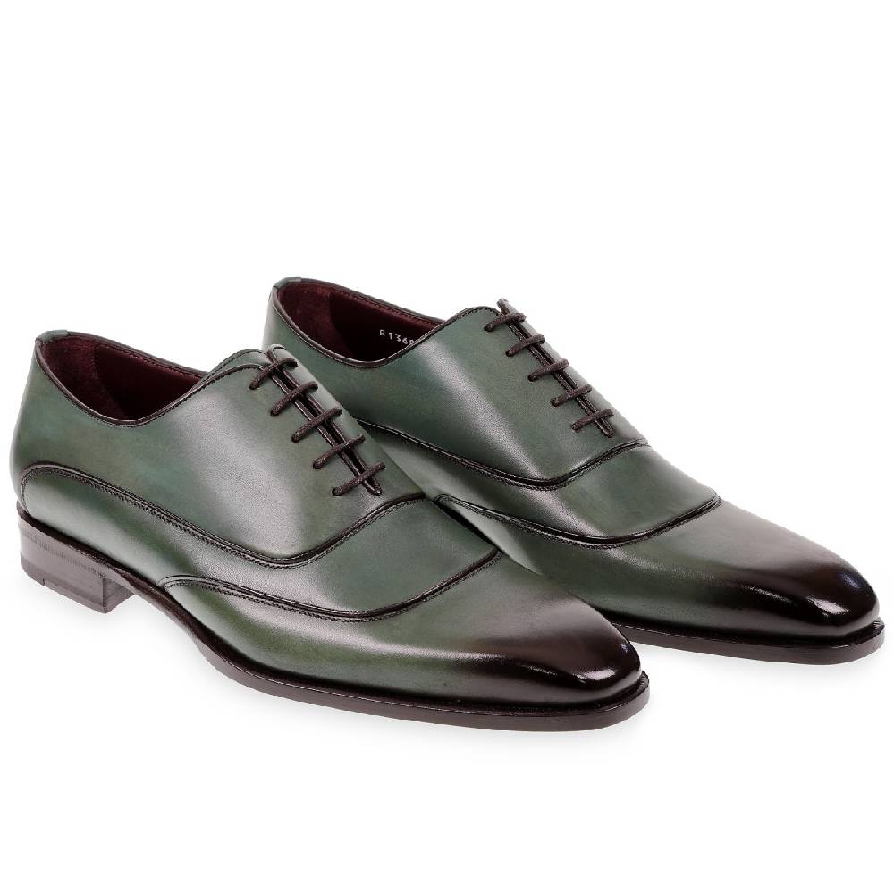 Lartigiano Del Cuoio Scarpe Oxford Da Uomo In Pelle Verde Tinta A Mano Da Fratelli Borgioli