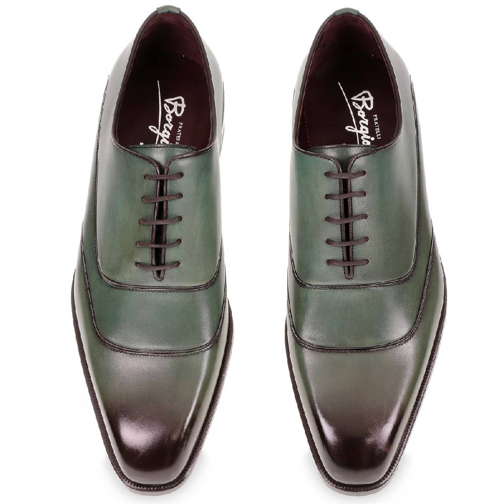 Lartigiano Del Cuoio Scarpe Oxford Da Uomo In Pelle Verde Tinta A Mano Da Fratelli Borgioli