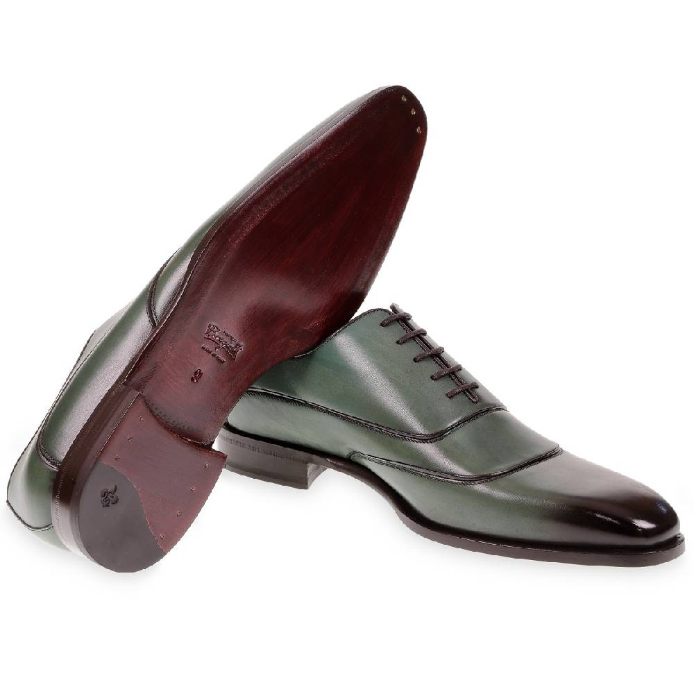 Lartigiano Del Cuoio Scarpe Oxford Da Uomo In Pelle Verde Tinta A Mano Da Fratelli Borgioli