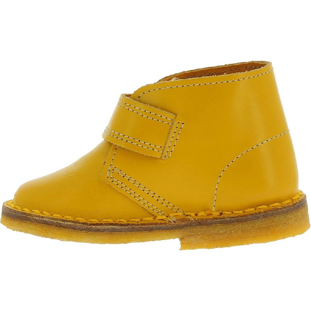 Lartigiano Del Cuoio Scarponcini Vera Pelle Da Bambino Color Giallo Fatti A Mano In Italia