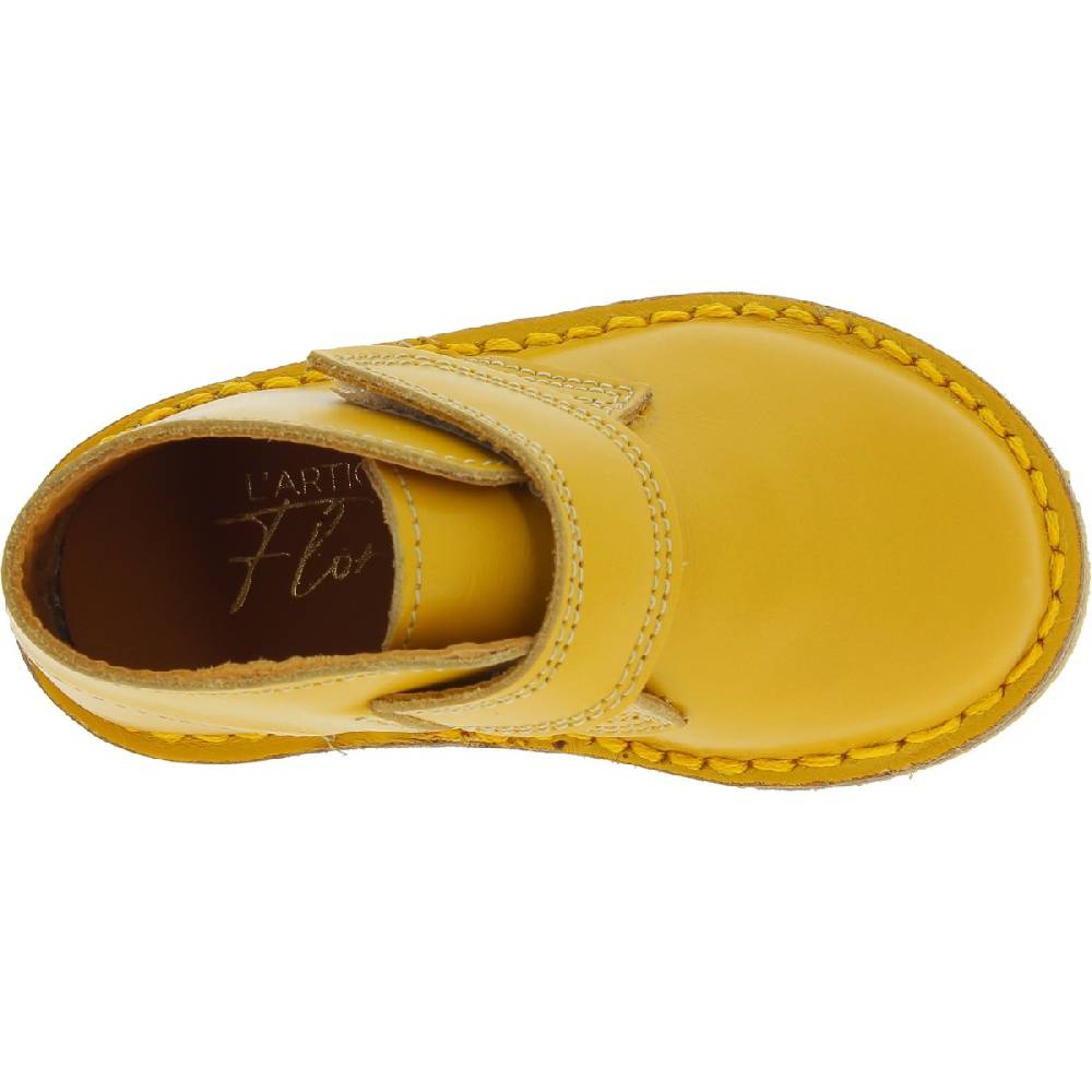 Lartigiano Del Cuoio Scarponcini Vera Pelle Da Bambino Color Giallo Fatti A Mano In Italia