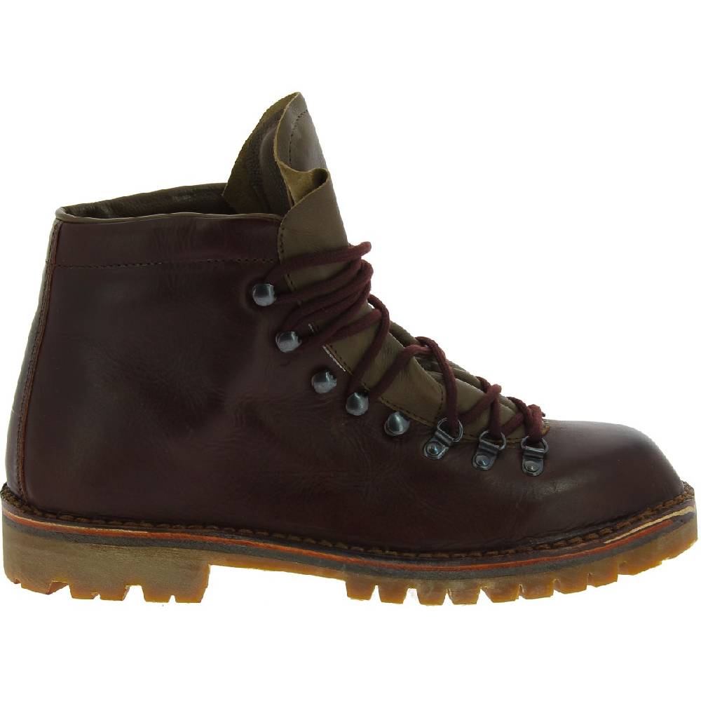 Lartigiano Del Cuoio Scarpone Donna Da Montagna In Pelle Marrone Scuro Conciata Al Vegetale