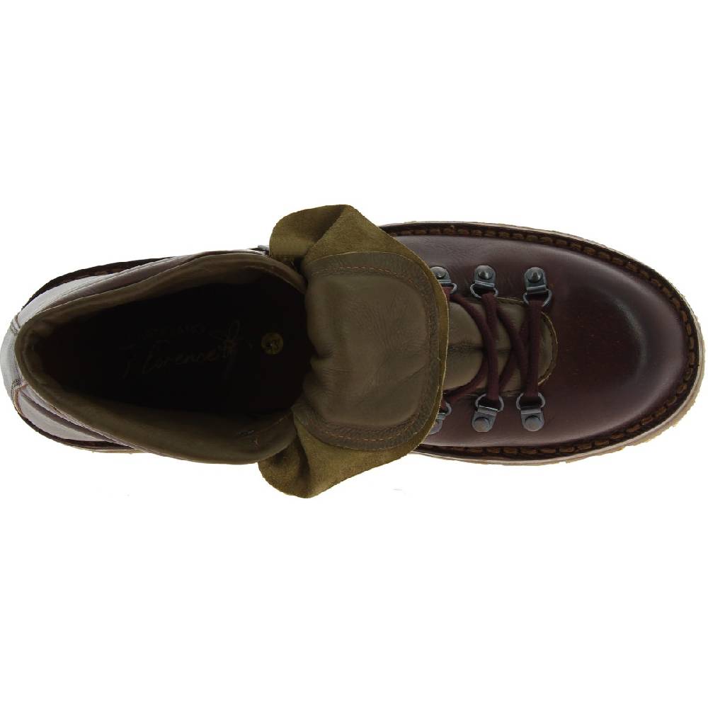 Lartigiano Del Cuoio Scarpone Donna Da Montagna In Pelle Marrone Scuro Conciata Al Vegetale