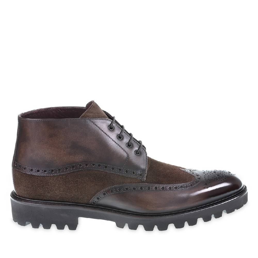 Lartigiano Del Cuoio Stivaletti Brogue In Pelle E Camoscio Marrone - Fratelli Borgioli