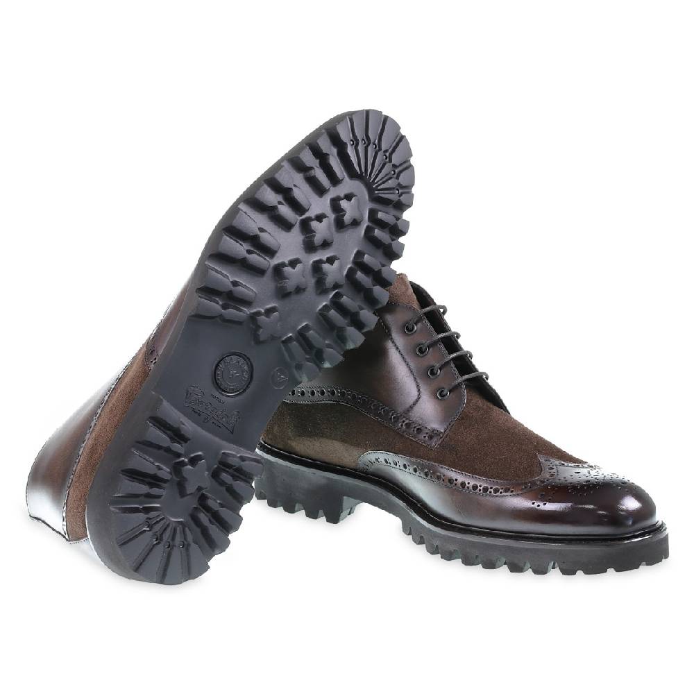 Lartigiano Del Cuoio Stivaletti Brogue In Pelle E Camoscio Marrone - Fratelli Borgioli