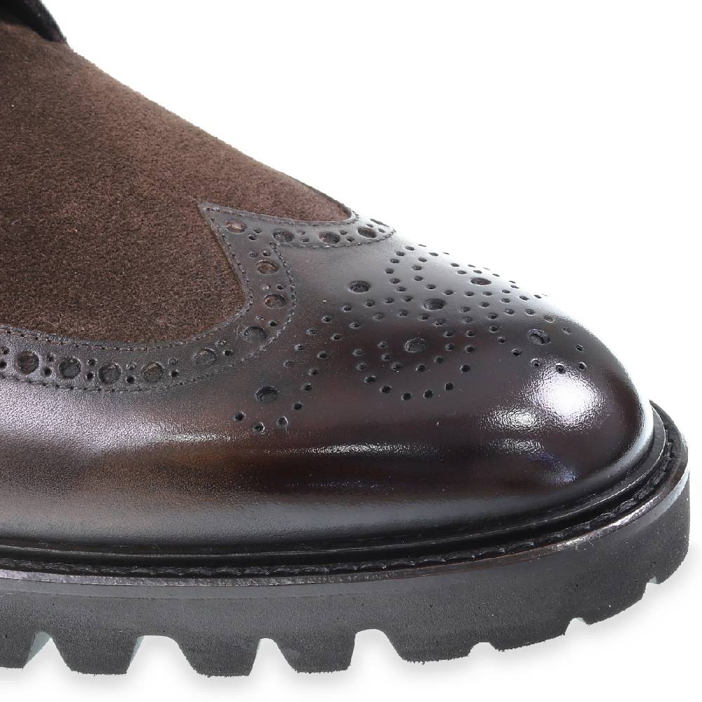 Lartigiano Del Cuoio Stivaletti Brogue In Pelle E Camoscio Marrone - Fratelli Borgioli