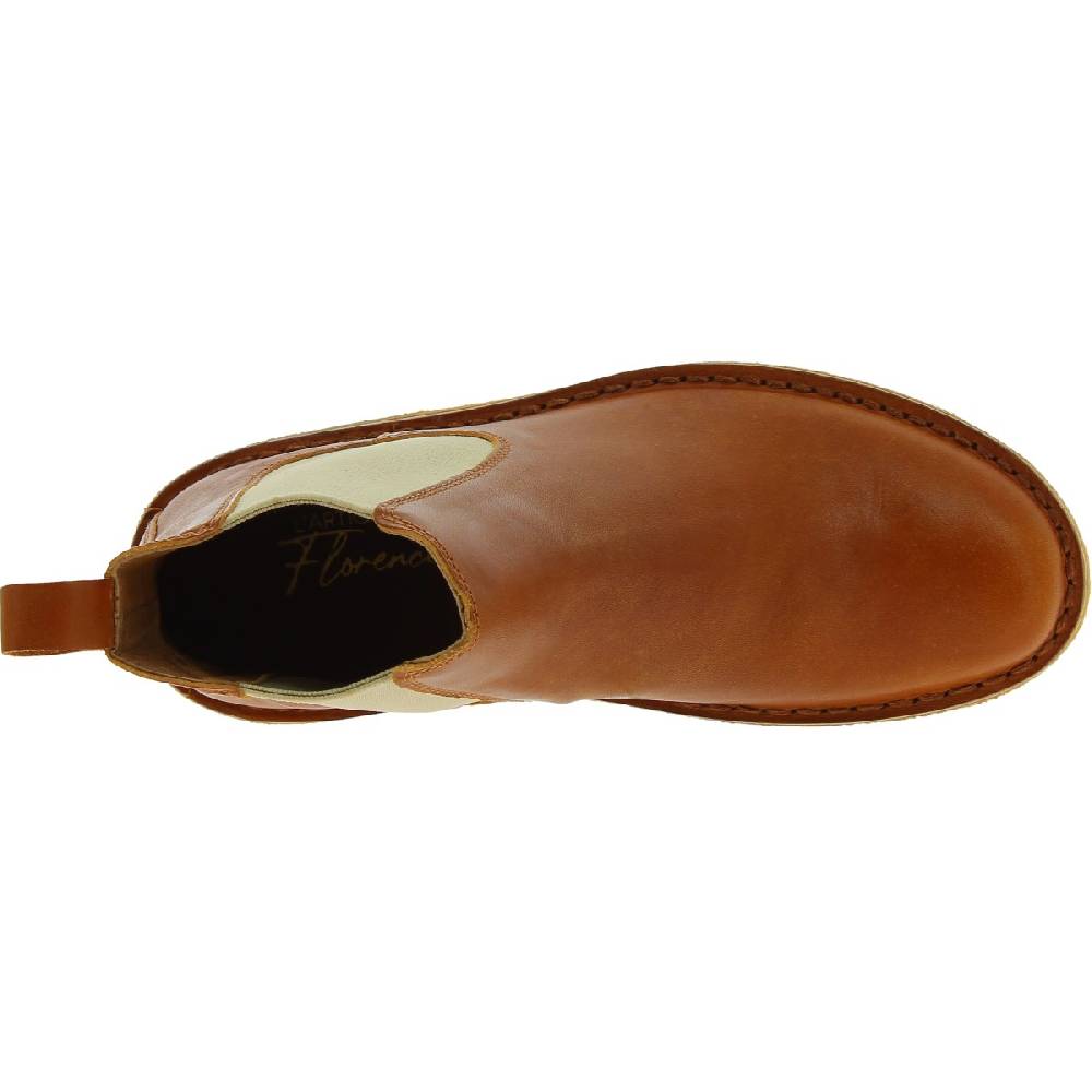 Lartigiano Del Cuoio Stivaletti Chelsea Donna In Pelle Marrone E Suola In Para Artigianali