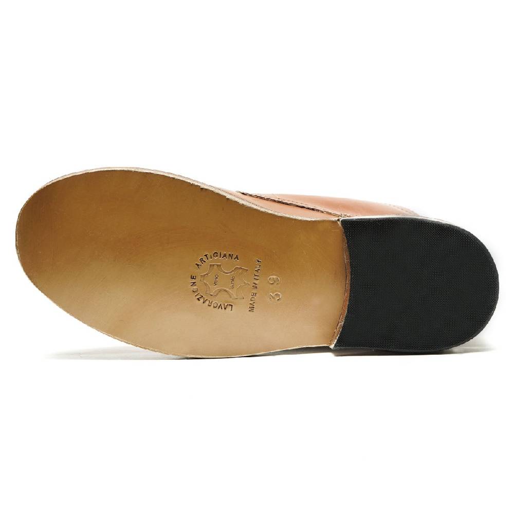 Lartigiano Del Cuoio Stivaletti Da Donna In Pelle Color Cuoio Fatte A Mano In Italia