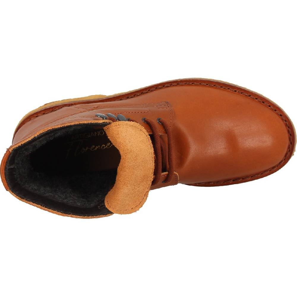 Lartigiano Del Cuoio Stivaletti Da Donna In Pelle Marrone Con Fodera Invernale