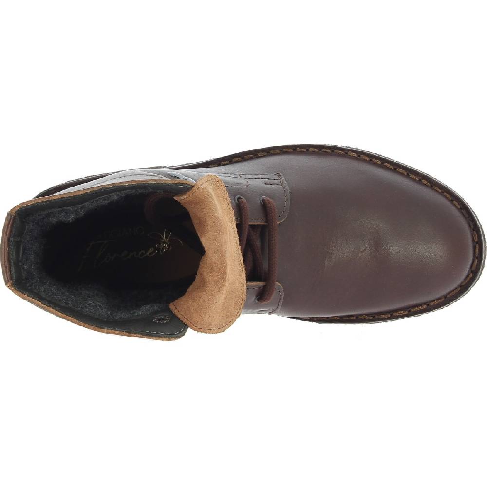 Lartigiano Del Cuoio Stivaletti Da Donna In Pelle Marrone Scuro Con Fodera Invernale