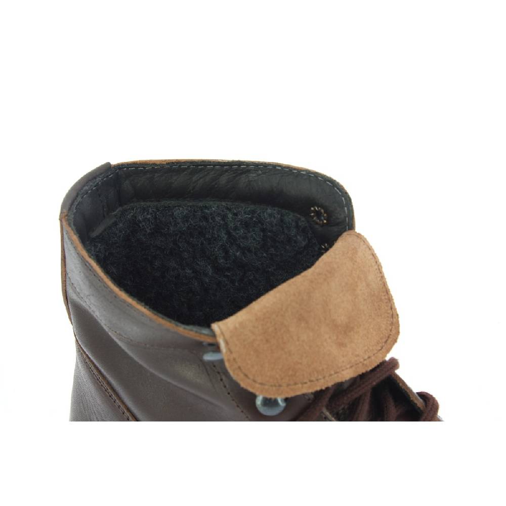 Lartigiano Del Cuoio Stivaletti Da Donna In Pelle Marrone Scuro Con Fodera Invernale