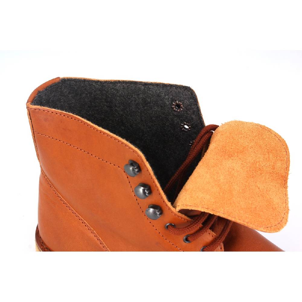 Lartigiano Del Cuoio Stivaletti Da Uomo In Pelle Color Cuoio Con Fodera Invernale