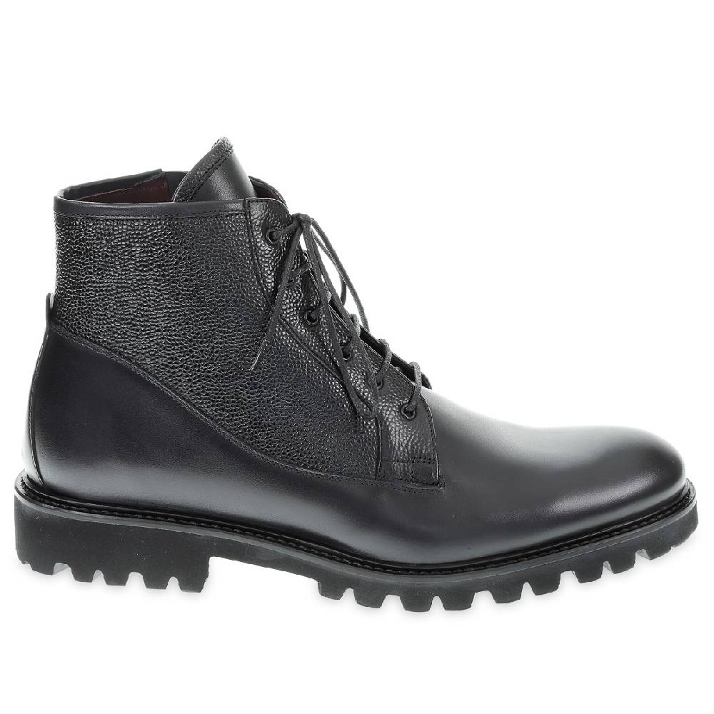 Lartigiano Del Cuoio Stivaletto Allacciato In Vitello Anticato Nero - Fratelli Borgioli - Artigianalità Italiana