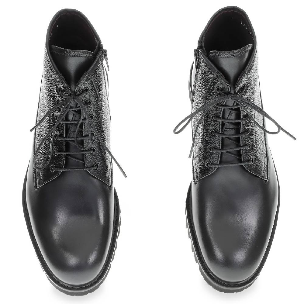 Lartigiano Del Cuoio Stivaletto Allacciato In Vitello Anticato Nero - Fratelli Borgioli - Artigianalità Italiana