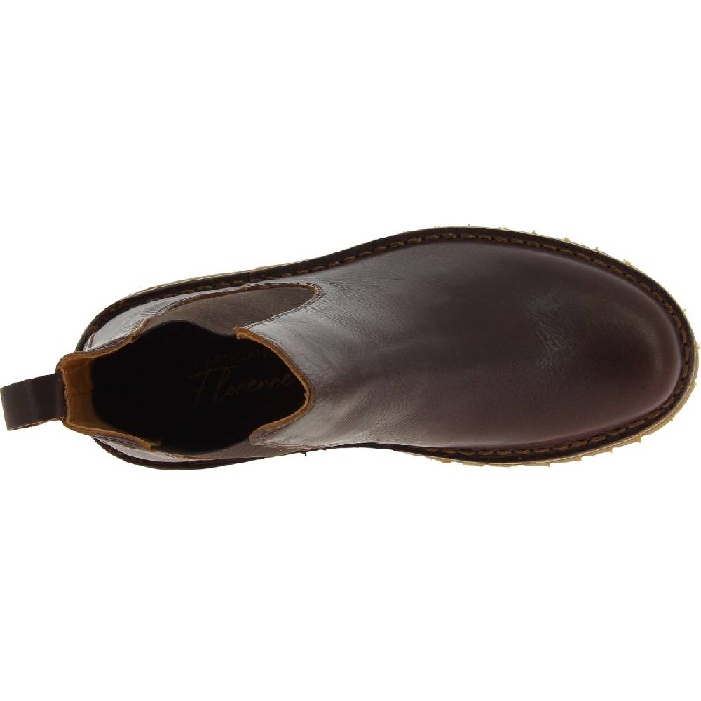 Lartigiano Del Cuoio Stivaletto Beatles Donna In Pelle Marrone Scuro E Suola Vibram