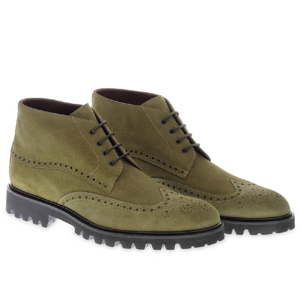 Lartigiano Del Cuoio Stivaletto brogues in camoscio color argilla - Fratelli Borgioli - Artigianalità Italiana