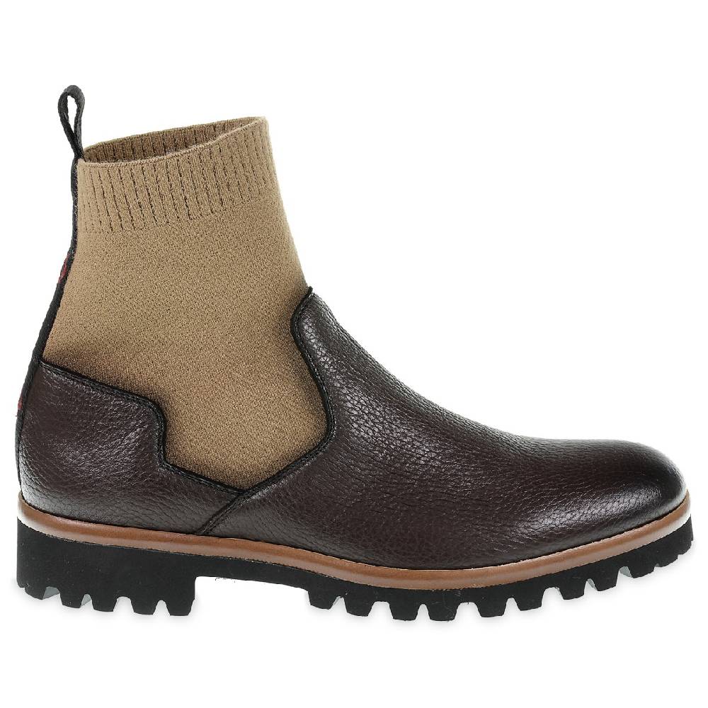 Lartigiano Del Cuoio Stivaletto Chelsea In Cervo Marrone E Cashmere - Fratelli Borgioli