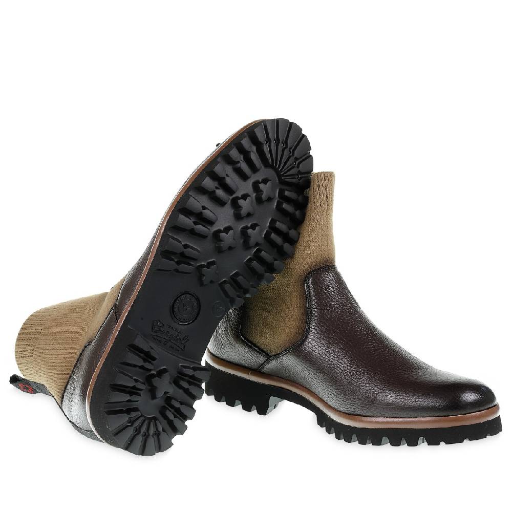 Lartigiano Del Cuoio Stivaletto Chelsea In Cervo Marrone E Cashmere - Fratelli Borgioli