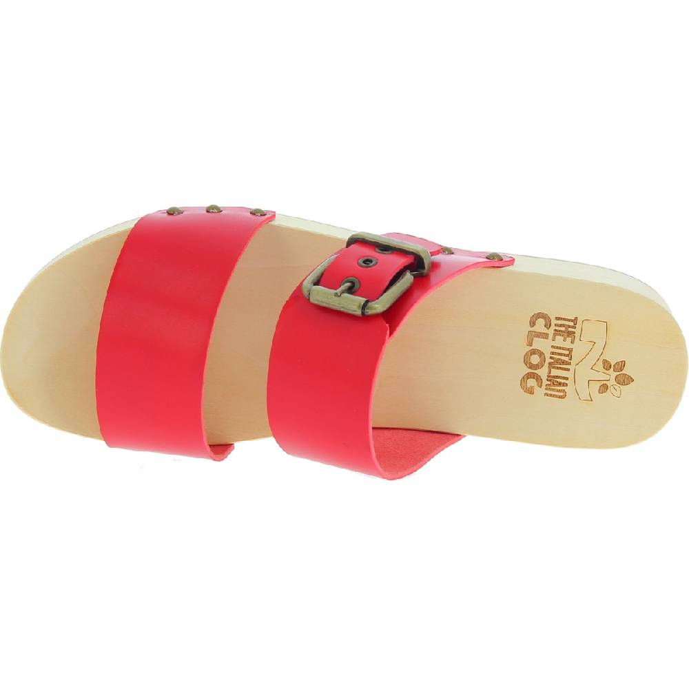Lartigiano Del Cuoio Zoccoli Artigianali Da Uomo Con Doppia Fascia Regolabile In Pelle Rossa