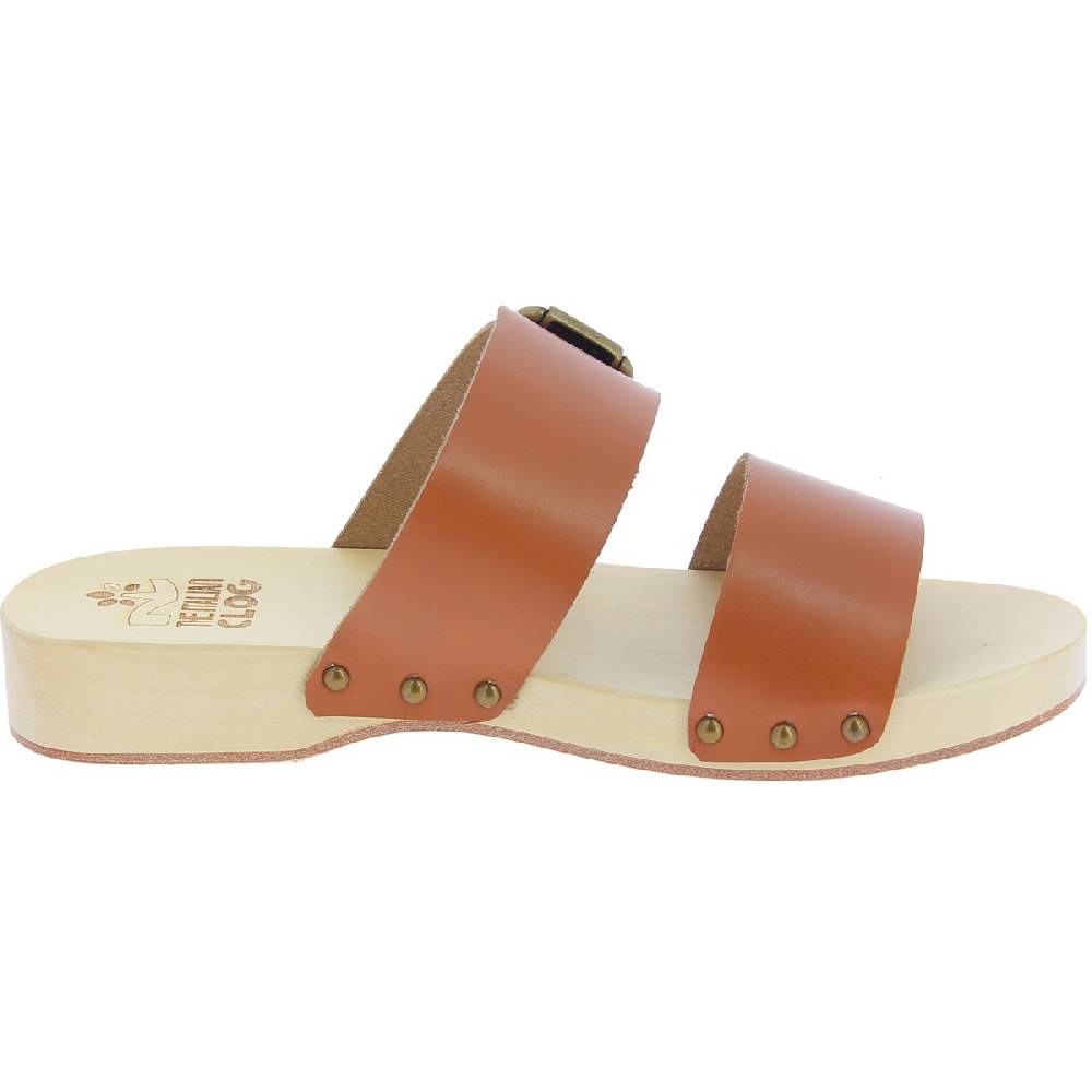 Lartigiano Del Cuoio Zoccoli Artigianali Da Uomo Con Doppia Fascia Regolabile In Pelle Marrone