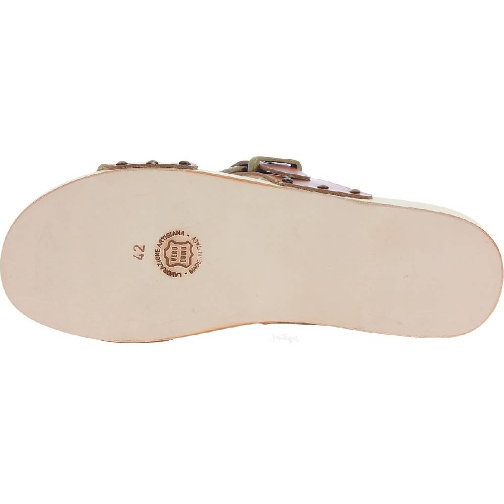 Lartigiano Del Cuoio Zoccoli Artigianali Da Uomo Con Doppia Fascia Regolabile In Pelle Marrone