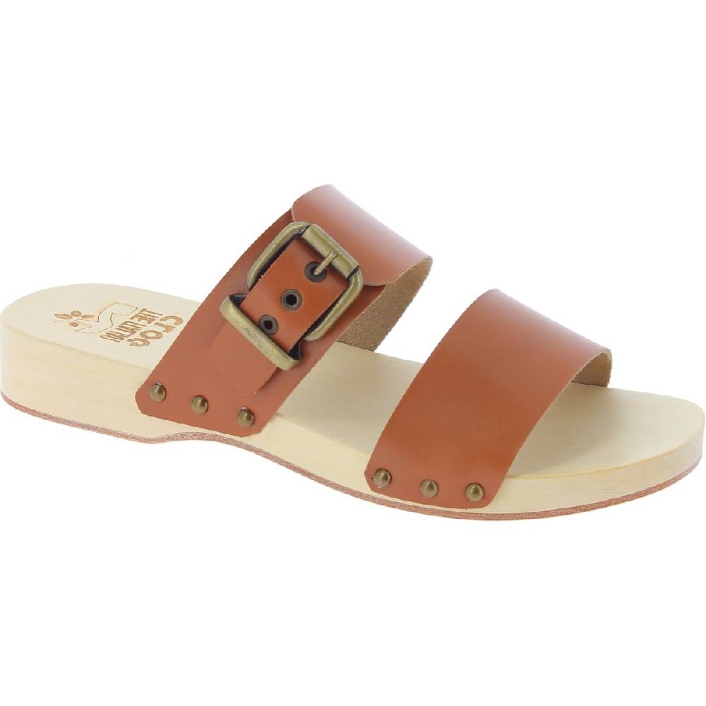 Lartigiano Del Cuoio Zoccoli artigianali da uomo con doppia fascia regolabile in pelle marrone