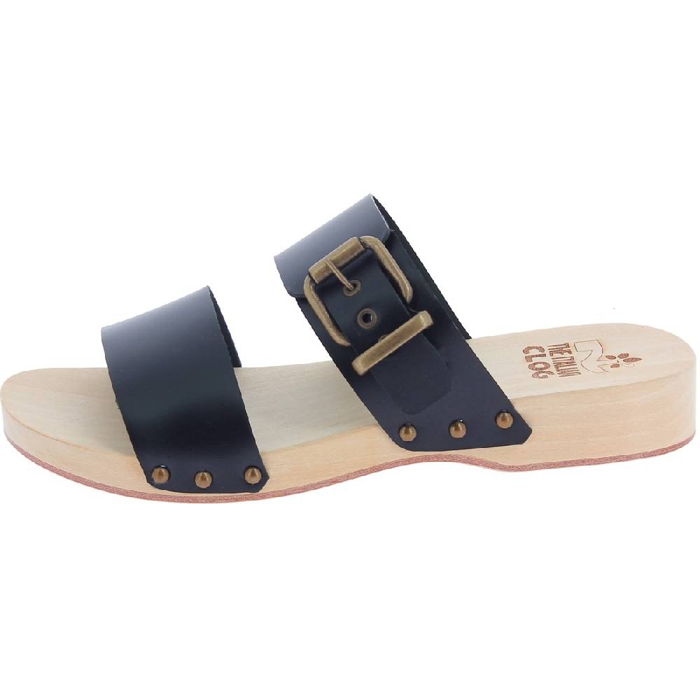 Lartigiano Del Cuoio Zoccoli Artigianali Da Uomo Con Doppia Fascia Regolabile In Pelle Nero