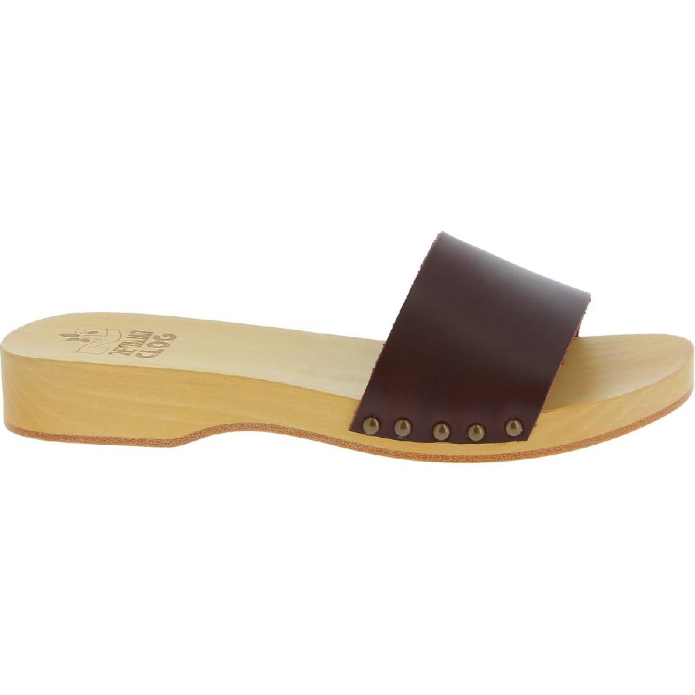 Lartigiano Del Cuoio Zoccoli Artigianali Da Uomo Con Fascia In Pelle Marrone Scuro